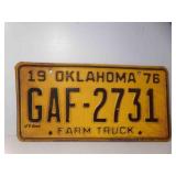 1976 Oklahoma Farm Truck Yellow w/Black License