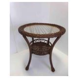 19½" Dia X 20" Tall Brown Wicker Patio Side Table