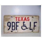 TEXAS Handicap License Plate - 9BF - LF - Dented