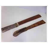 2 OLD Primitive Rustic Machete or Sugar Cane