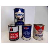 4) Vintage Collectible Motor Oil Cans - ALL EMPTY