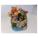 Vintage Resin Musical Fishing Bears Tabletop Water