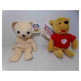 1999 Snuggle Bean  Bear Plush & Disney Pooh Bear