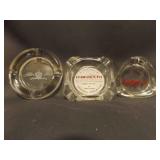 3 Vintage Clear Ashtrays - Hilton and Franklin