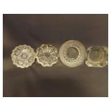4 Clear Glass Ashtrays