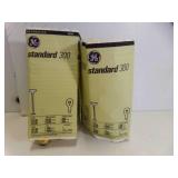2 GE Standard 300 Watt Light Bulbs