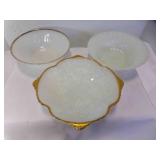 3 Milk Glass Serving Bowls - 1 w/Embossed Grape