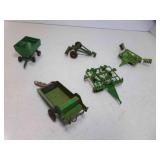 5) Vintage John Deere Green Farm Implements - Some