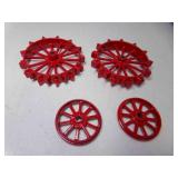 Vintage Style Painted Red Steel Tractor Wheels