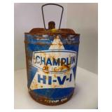 OLD Champlin HI-V-I Motor Oil Metal 5 Gallon Can