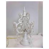 Vintage Style White Beaded Chandelier Table Lamp