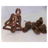 Set of Vintage Castor Wheels 1 Wheel Missing RUSTY