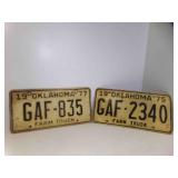 1975 & 1977 Oklahoma Farm Truck License Plates