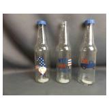 3 Decorative Patriotic-Themed Glass Bottles