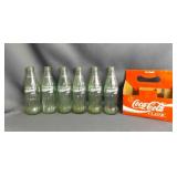 6 8oz Green Glass Commemorative Coca-Cola