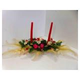 29" Long Faux Holiday Table Centerpiece w/2 Pillar