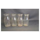 4 Vintage Clear Glass Half-Pint Milk Bottles