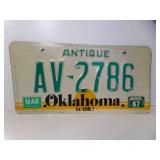 1987 Oklahoma is OK Antique Vehicle License Plate
