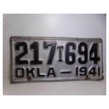 1941 Oklahoma License Plate REPAINTED Silver with