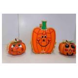 Hand Crafted Wooden Basket & 2 Plastic Pumpkin