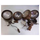 4 Vintage Car Headlights or Fog Light Assembly
