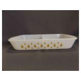 Vintage Glasbake Milk Glass Divided Casserole Dish