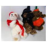 3 1993 Ty Attic Treasures - Polar Bear - Witch &