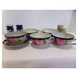 5 Vintage Hand Painted Japanese Porcelain Tea