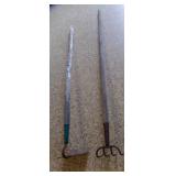 OLD Rustic Pronged Hay Hoe Fork & Garden Hoe Both