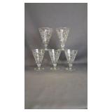 5 Vintage Libby Royal Fern Gold Leaf Stemware