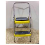 Vintage Yellow & Chrome Cosco Folding Step Stool