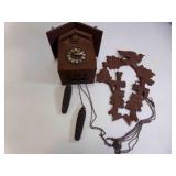 German Cuckoo Clock Hand Carved Wooden Bird