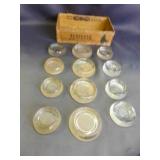 3 Sets of 4 GLASS Furniture Coasters - OLD Wood