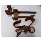 2 Antique Iron Wagon Wrenches & Set of Cow