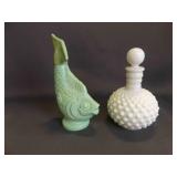 Vintage Art Glass Hobnail Cologne Decanter 1950