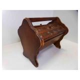 OLD Wooden Sewing Box w/2 Hinged Lids & Handle
