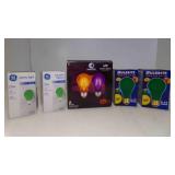 Orange & Purple Light Bulbs - 2 Green Party Lights