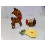 Small Vintage Pottery Yellow Flower Spoon Rest