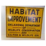 14" X 12" Tin Sign HABITAT IMPROVEMENT OKLA DEPT