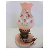 Vintage Pink Milk Glass Hurricane Table Lamp Hand