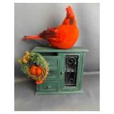 Small Decorative Rustic Green Wooden Cabinet or