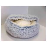 USED Plush Semi Enclosed Cat Cave Bed - Blue