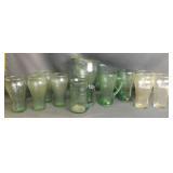 Collection of Vintage Coca-Cola Green Glass Mugs