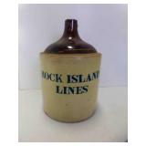 Vintage Rock Island Lines Stoneware Railroad Jug