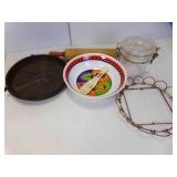 Vintage Wood Rolling Pin - Clear Plastic Canister