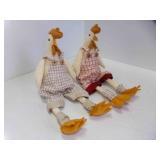 2 Burton & Burton Fabric Chicken Rooster Folk Art