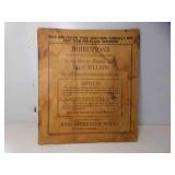 Vintage Directions for Setting Up & Operating John