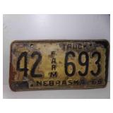 1969 Nebraska Farm Truck License Plate - 42-693