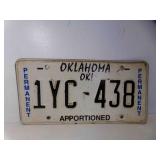 Oklahoma OK! Permanent Apportioned License Plate