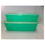 2 Green Vintage Tupperware Vegetable or Bread